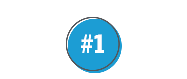 A blue circle with the white text #1 in the center.