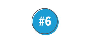A blue circle with the number #6 in white centered inside it, representing managed transportation efficiency.