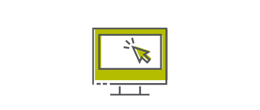 Illustration of a computer monitor with a large yellow arrow cursor on a dark screen, symbolizing digital interaction or selection. The design is simple with subtle shadows, reminiscent of navigating an online catalog for swift UPS shipping services.