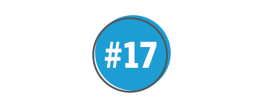 A blue circle with a white number 17 and a hashtag symbol in the center. The circle has a thin, darker outline. The background is white.