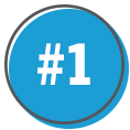 A blue circle with a gray outline features the white text #1 in the center, highlighting our top Awards achievement.