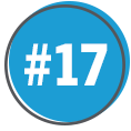 A blue circle with a gray outline contains the white text #17 in the center.