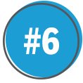 A blue circle with a gray outline contains the text #6 in bold white font, centered inside—perfect for highlighting awards or key facts about us.