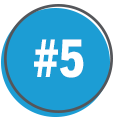 A blue circle with a gray outline containing the white text #5 in the center, perfect for showcasing Awards or highlighting achievements on an About Us page.